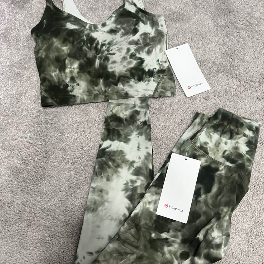 Lululemon Green Tie-Dye Align Tank(6) and Leggings(4) Set